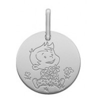 Médaille la Fée Galipette - le bouquet de fleurs (Or Blanc)