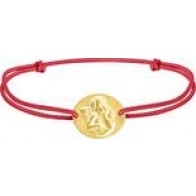 Gourmette Ange pensif cordon rouge (Or Jaune)
