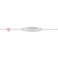 Gourmette bébé coeur rose (argent)