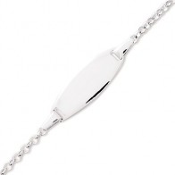 Gourmette bébé ovale maille jaseron (Or blanc 9k)