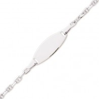 Gourmette bébé ovale maille marine (Or blanc 9k)