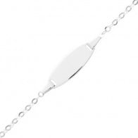 Gourmette bébé ovale forçat miroir (Or blanc 9k)