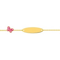 Gourmette bébé Papillon rose (Or Jaune)