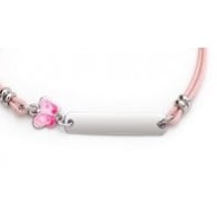 Gourmette bébé Papillon Rose cordon rose (argent)