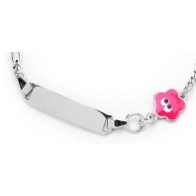Gourmette bébé Fleur Rose (argent)