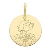 Médaille la Fée Galipette - sur sa fleur (Or Jaune)