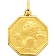 Médaille Ange Priant Octogonale (Or Jaune)