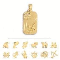 Médaille signes Zodiaques rectangle (Or Jaune)