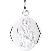 Médaille Saint-Christophe losange (Or Blanc 9K)