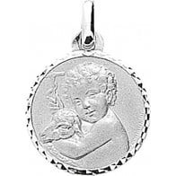 Médaille Agneau de Dieu ciselée (Or blanc)