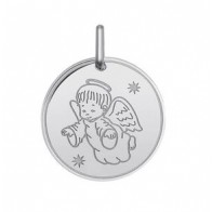 Médaille ange dans le ciel (Or Blanc)