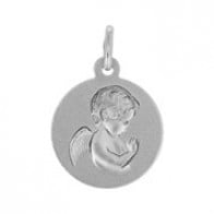 Médaille Ange en prière (Or Blanc)