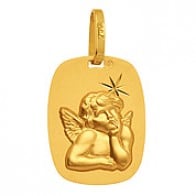 Médaille Ange rectangle étoilé (Or Jaune)