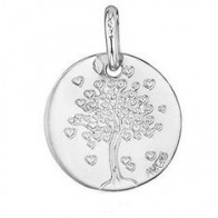 Médaille arbre aux coeurs (Or Blanc)