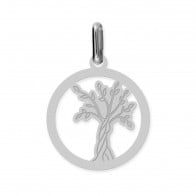 Médaille Arbre de Vie ajourée cerclage fin (Or blanc 9k)