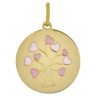 Médaille L'arbre aux coeurs rose (Or jaune)