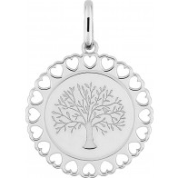 Médaille Arbre de Vie entourage Coeurs (argent)