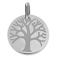 Médaille Arbre de Vie polie et mate (Or blanc)