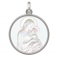 Médaille Vierge à l'enfant (Argent & Nacre)