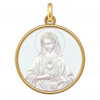 Médaille Vierge Marie au coeur (Or & Nacre)