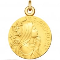 Médaille Vierge jeune - Ora Pro Nobis (Plaqué Or)