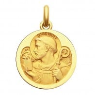 Médaille Saint-Benoit réversible - Or Jaune & Blanc