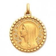 Médaille Vierge à l'Eglantier perlée (Or Jaune)