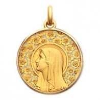 Médaille Vierge à l'Eglantier ajourée 37mm (Or Jaune)