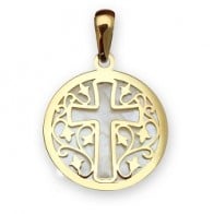 Médaille Croix sur nacre naturelle (Or Jaune 9K)
