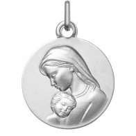 Médaille de la Vierge à l'enfant, moment de tendresse (argent)