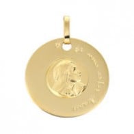 Médaille Disque Vierge en Prière double finition (Or Jaune)