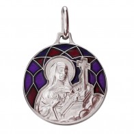 Médaille Emaillée Sainte Rita Rouge (Argent)