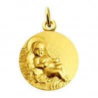 Médaille Enfant Jésus dans la crêche (or jaune)