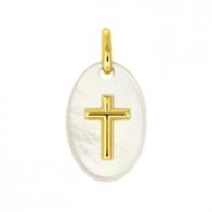 Médaille Croix Or et Nacre ovale (Or Jaune)