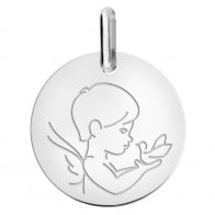 Médaille petit ange à la colombe (Argent)