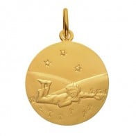 Médaille Petit Prince couché dans l'herbe 14mm (Or Jaune)