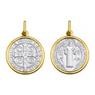 Médaille Saint-Benoit réversible (Or Jaune & Blanc)