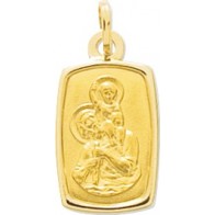 Médaille St Christophe encadrée (Or Jaune)