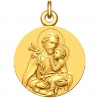 Médaille Saint Joseph et l'Enfant Jésus (Plaqué Or)
