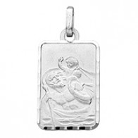 Médaille St Christophe Rectangle (Or Blanc)