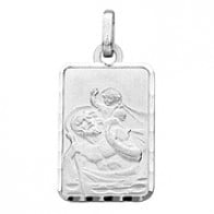 Médaille St Christophe Rectangle (Or Blanc 9k)