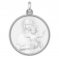 Médaille Vierge à l'Enfant bénissant (Argent & Nacre)