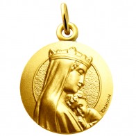 Médaille Vierge à l'enfant couronnée (Plaqué Or)