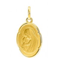 Médaille Vierge à l'Enfant Ovale (Or Jaune 9K)