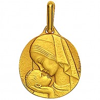Médaille Vierge à l'enfant 18mm (Or Jaune)