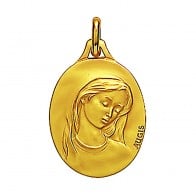 Médaille Vierge au voile ovale (profil 3/4 droit) (Or Jaune)