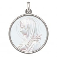 Médaille Vierge au Lys (Argent & Nacre)-22mm