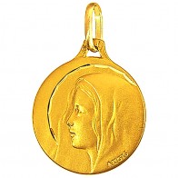 Médaille Augis Vierge profil gauche ciselée (Or Jaune)