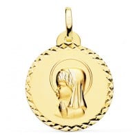 Médaille Vierge en prière diamantée (Or Jaune 9k)