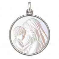 Médaille Vierge à l'enfant (Argent & Nacre)
